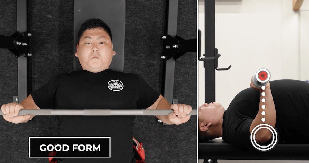 Bench Press Form - keep the elbows directly under the bar.