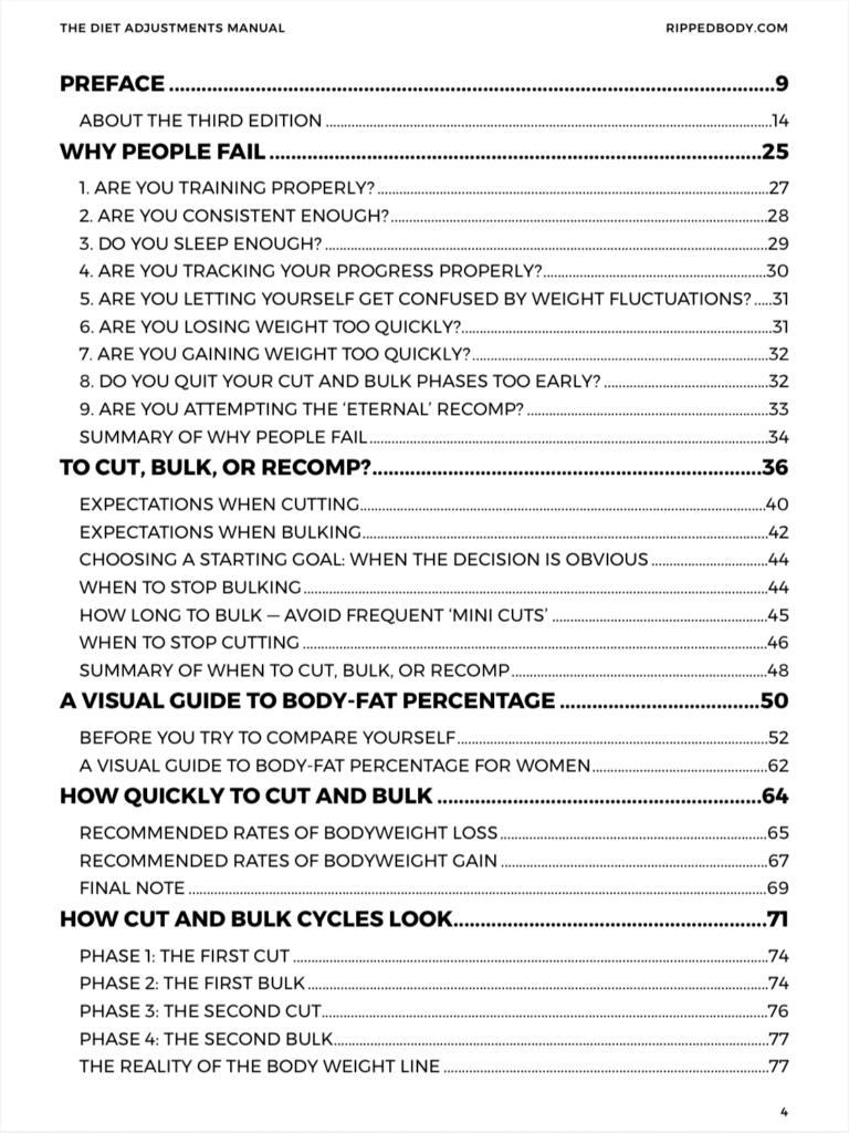 The Diet Adjustments Manual Contents - Page 1