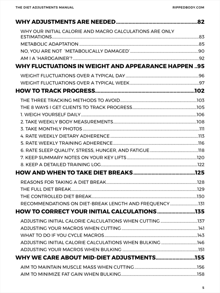 The Diet Adjustments Manual Contents - Page 2
