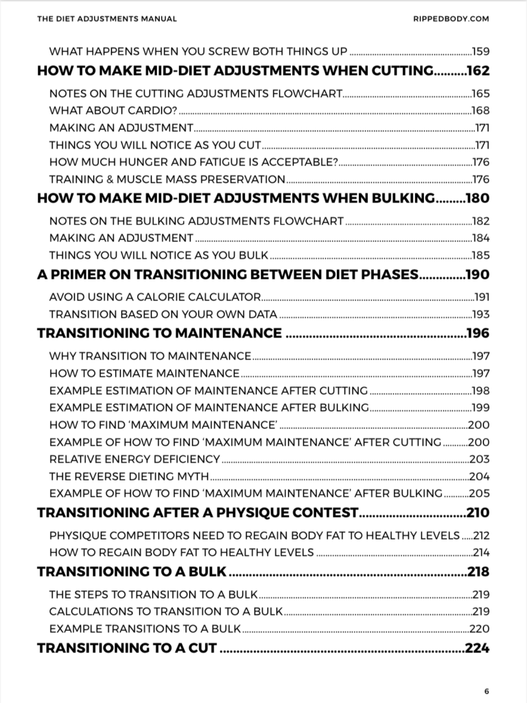 The Diet Adjustments Manual Contents - Page 3