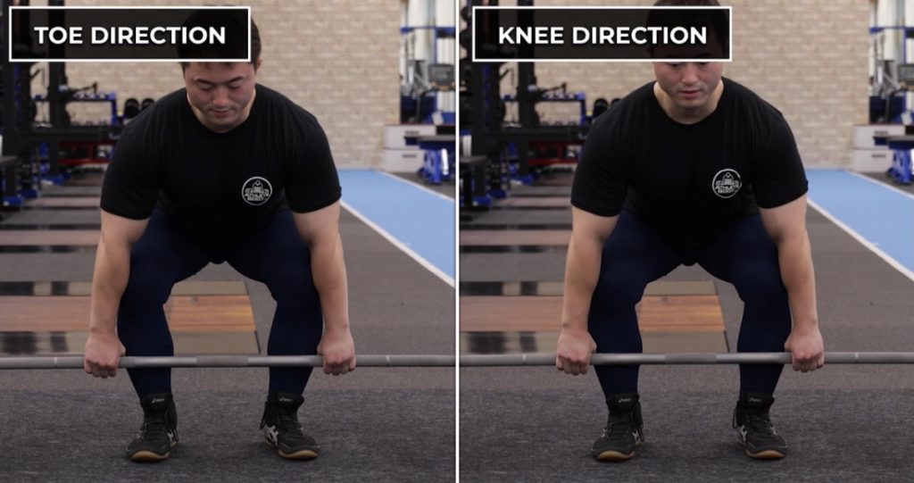 Proper deadlift form knee direction.